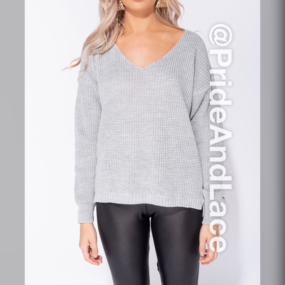 LAST 1️⃣ ❄️Grey V Neck Oversized Sweater❄️ - Picture 2 of 6